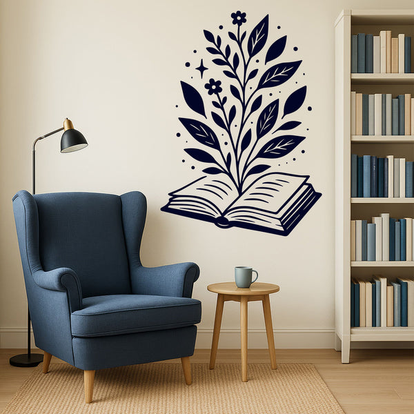 Wandtattoo Buch Pflanzen – Dekoration für Leseratten und Bookish-Liebe - Sunnywall - Individualität trifft Design
