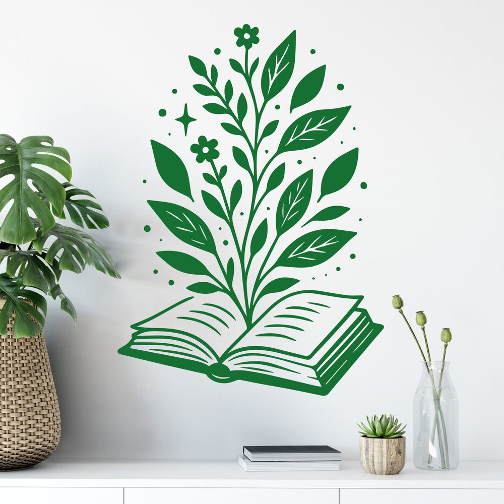 Wandtattoo Buch Pflanzen – Dekoration für Leseratten und Bookish-Liebe - Sunnywall - Individualität trifft Design