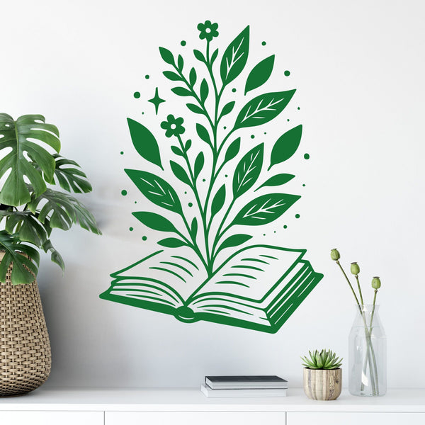 Wandtattoo Buch Pflanzen – Dekoration für Leseratten und Bookish-Liebe - Sunnywall - Individualität trifft Design
