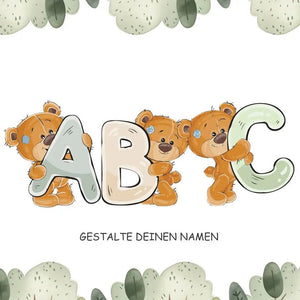 Wandtattoo Buchstaben Bären ABC – Wunschname aus A-Z für Kinderzimmer in A6 oder A4 - Sunnywall - Individualität trifft Design