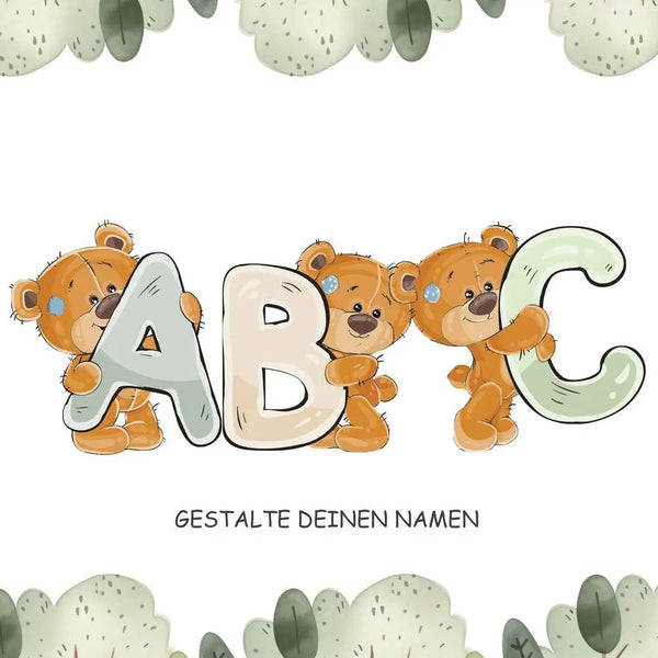 Wandtattoo Buchstaben Bären ABC – Wunschname aus A-Z für Kinderzimmer in A6 oder A4 - Sunnywall - Individualität trifft Design