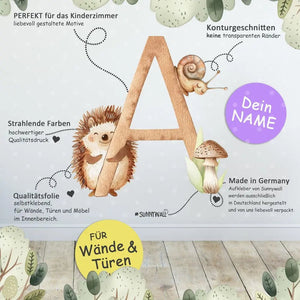 Wandtattoo Buchstaben Waldtiere – Alphabet Aufkleber für Wand & Tür - Sunnywall - Individualität trifft Design