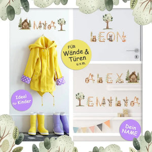 Wandtattoo Buchstaben Waldtiere – Alphabet Aufkleber für Wand & Tür - Sunnywall - Individualität trifft Design