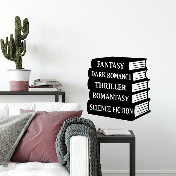 Wandtattoo Bücher Genres – Fantasy Dark Romance Thriller Romantasy Sci-Fi - Sunnywall - Individualität trifft Design