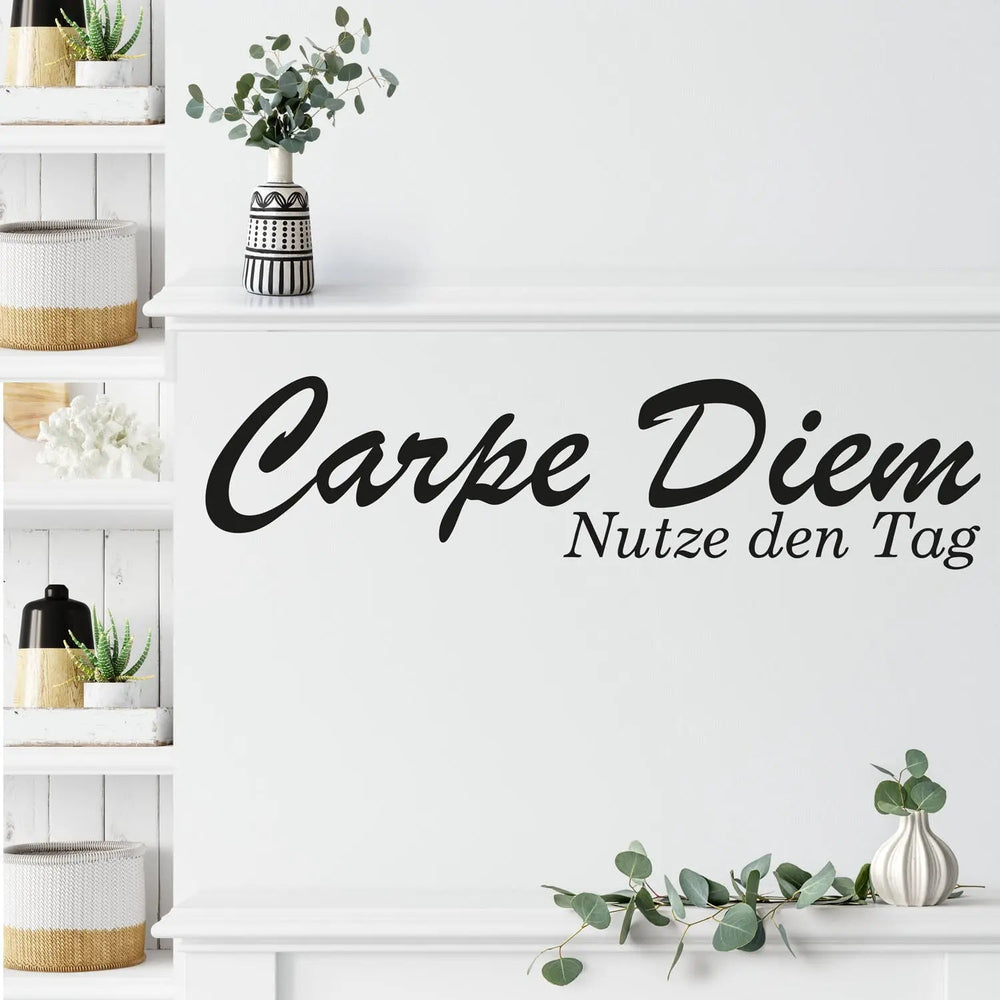Wandtattoo Carpe Diem Nutze den Tag Spruch fürs Wohnzimmer - Sunnywall - Individualität trifft Design