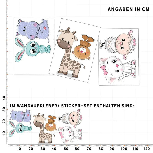 Wandtattoo Cartoon Tiere Hase Katze Schaf & Co. – Kinderzimmer Wandaufkleber – Sunnywall Sticker Set - Sunnywall - Individualität trifft Design