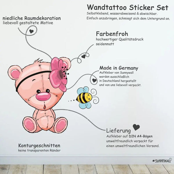 Wandtattoo Cartoon Tiere – Hund, Eule, Igel & Co. – Kinderzimmer Wandaufkleber – Sunnywall Sticker Set - Sunnywall - Individualität trifft Design