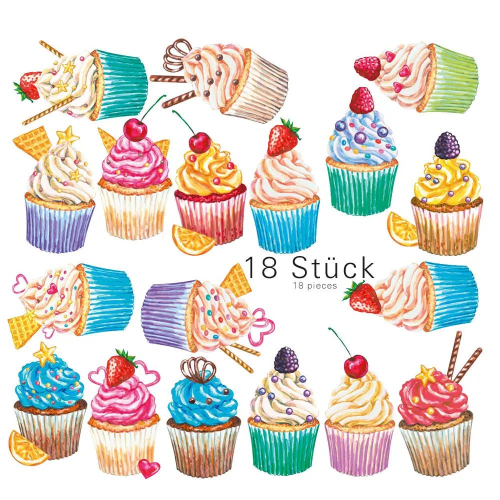 Wandtattoo Cupcake Muffin Set Küche – 18 Aquarell-Sticker für Café, Konditorei & Backfreunde - Sunnywall - Individualität trifft Design