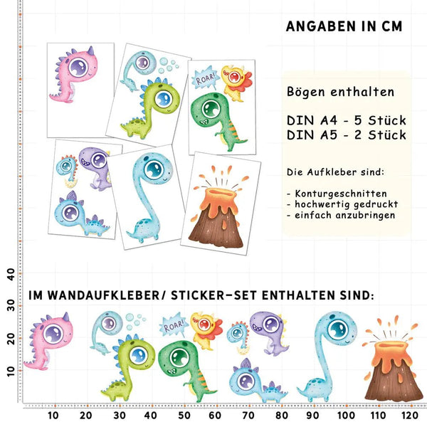 Wandtattoo Dino Baby Kinderzimmer – süße Dinosaurier für kleine Abenteurer - Sunnywall - Individualität trifft Design