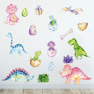 Wandtattoo Dinosaurier Kinderzimmer – Niedliches Dino Kids Aufkleber Set in Aquarelloptik - Sunnywall - Individualität trifft Design