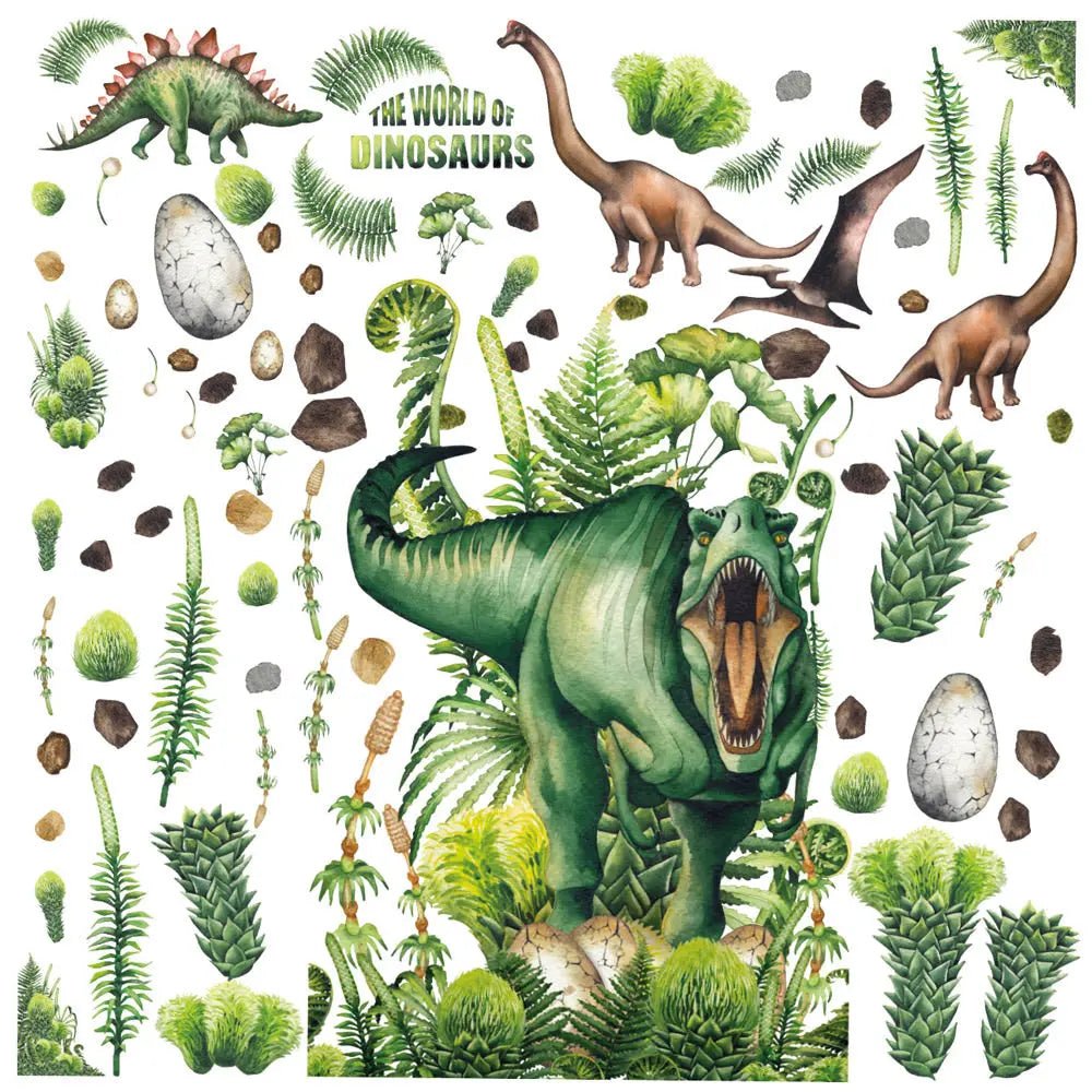 Wandtattoo Dinosaurier Kinderzimmer – Realistisches T-Rex Aufkleberset in kräftigen Farben - Sunnywall - Individualität trifft Design
