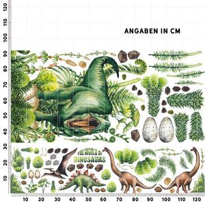 Wandtattoo Dinosaurier Kinderzimmer – Realistisches T-Rex Aufkleberset in kräftigen Farben - Sunnywall - Individualität trifft Design