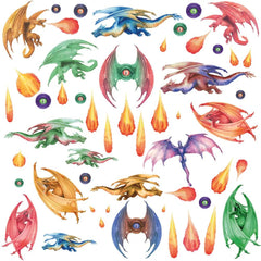 Wandtattoo Drachen XXL Set | Kinderzimmer Aufkleber bunt Wanddeko - Sunnywall - Individualität trifft Design
