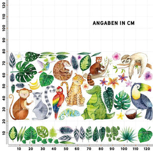 Wandtattoo Dschungel Tiere Kinderzimmer – Buntes Aufkleberset mit Affe, Faultier & Co. - Sunnywall - Individualität trifft Design