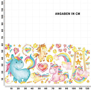 Wandtattoo Einhorn Regenbogen XXL Set - Kinderzimmer Aufkleber bunt Wanddeko - Sunnywall - Individualität trifft Design