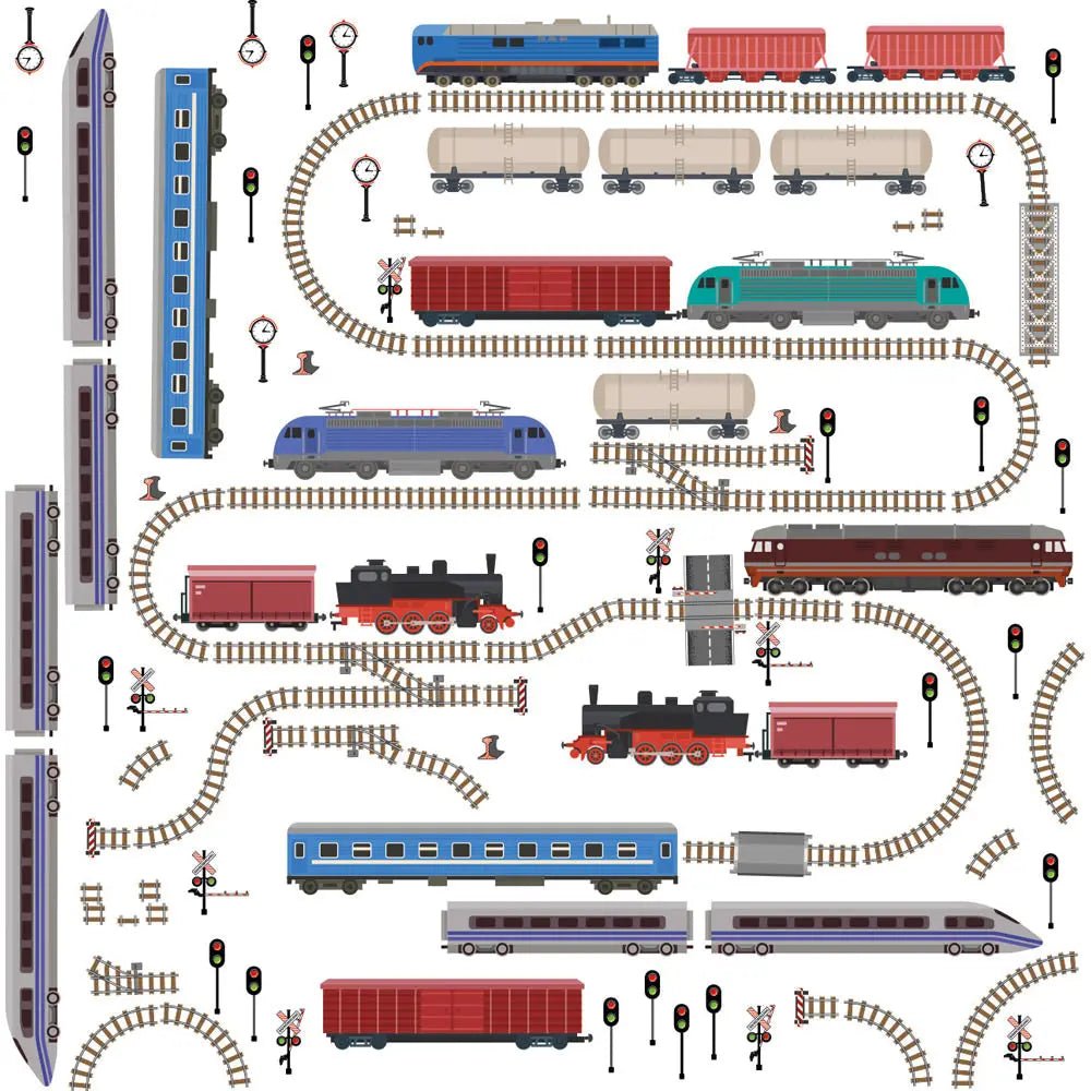 Wandtattoo Eisenbahn XXL Set | Kinderzimmer Aufkleber bunt Wanddeko - Sunnywall - Individualität trifft Design