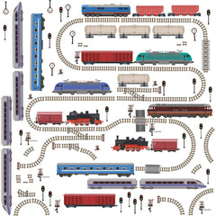 Wandtattoo Eisenbahn XXL Set | Kinderzimmer Aufkleber bunt Wanddeko - Sunnywall - Individualität trifft Design