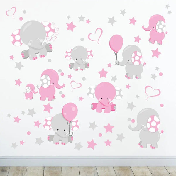 Wandtattoo Elefant Babyzimmer – Süßes Elefanten Motiv Sticker Set - Sunnywall - Individualität trifft Design