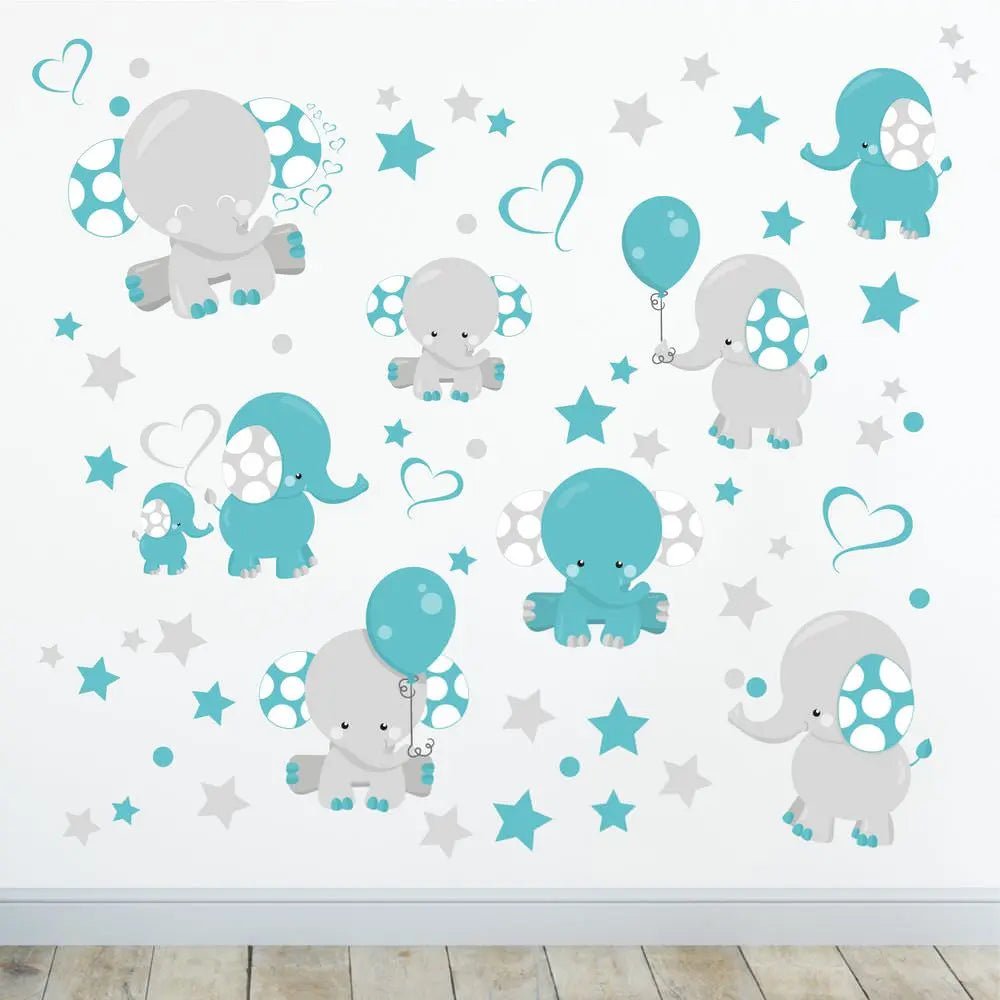 Wandtattoo Elefant Babyzimmer – Süßes Elefanten Motiv Sticker Set - Sunnywall - Individualität trifft Design