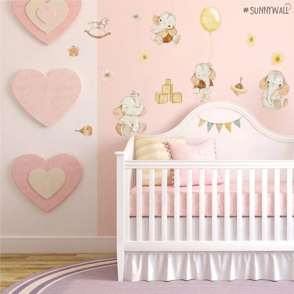 Wandtattoo Elefanten Kinderzimmer Wandaufkleber Set - Sunnywall - Individualität trifft Design