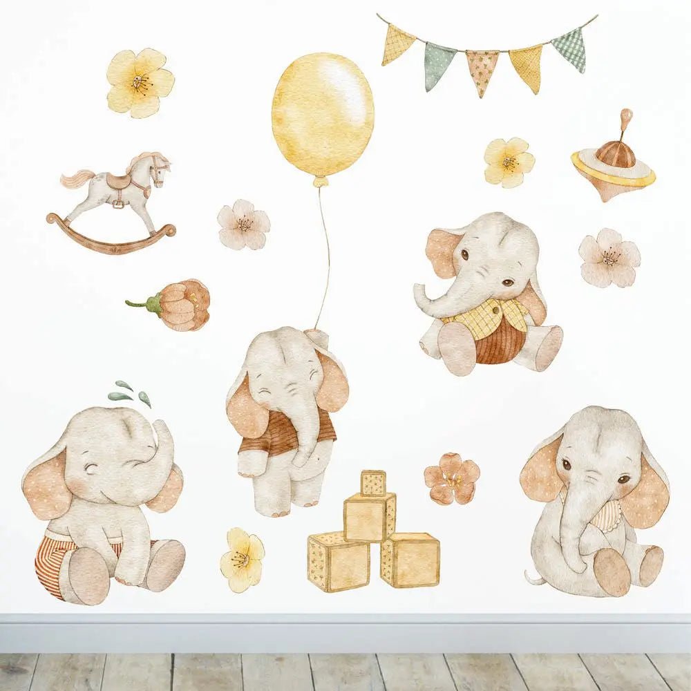 Wandtattoo Elefanten Kinderzimmer Wandaufkleber Set - Sunnywall - Individualität trifft Design