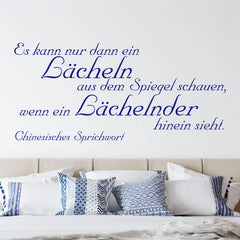Wandtattoo elegantes Zitat - nur ein Lächeln, wenn ein Lächelnder - chinesisches Sprichwort - Sunnywall - Individualität trifft Design