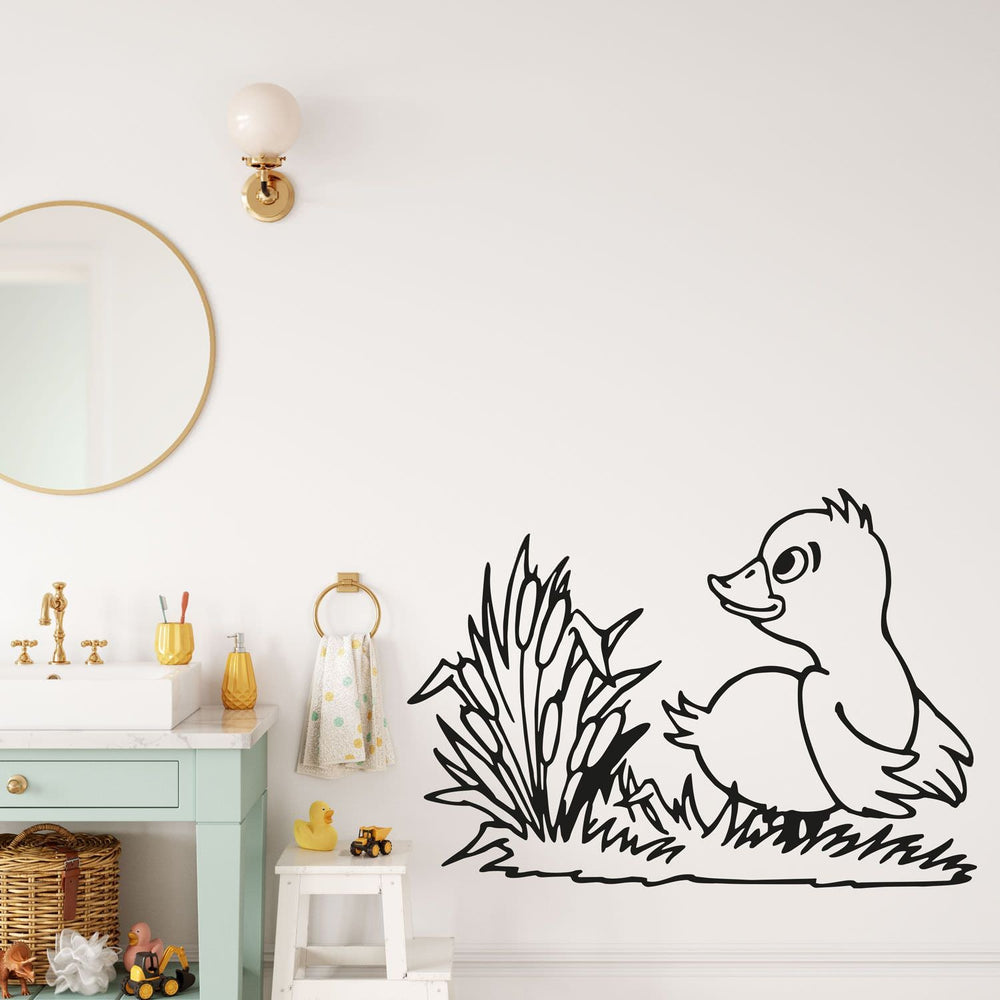Wandtattoo Ente Kinderzimmer – Niedliches Entenmotiv mit Wiese für die Kleinsten - Sunnywall - Individualität trifft Design