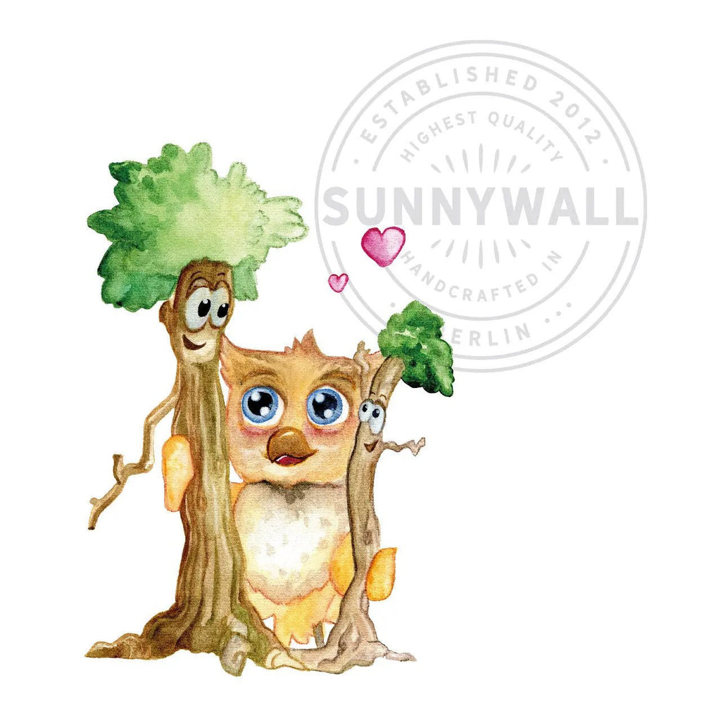 Wandtattoo Eule Baum – Liebevolle Freunde mit Spruch fürs Kinderzimmer - Sunnywall - Individualität trifft Design