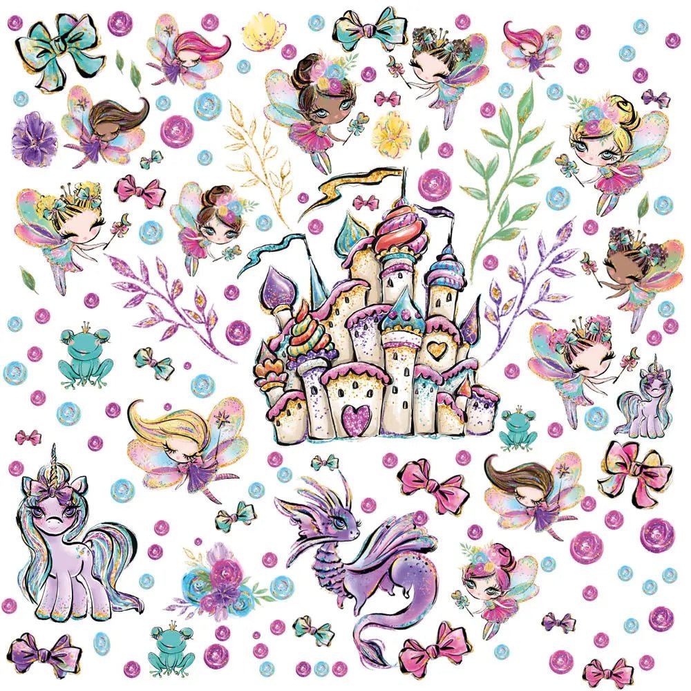 Wandtattoo Fee Feenzimmer Glitzer XXL Set | Kinderzimmer Aufkleber bunt Wanddeko - Sunnywall - Individualität trifft Design