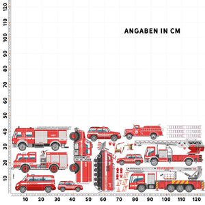 Wandtattoo Feuerwehr Fahrzeuge Einsatzwagen XXL Set - Kinderzimmer Aufkleber bunt Wanddeko - Sunnywall - Individualität trifft Design