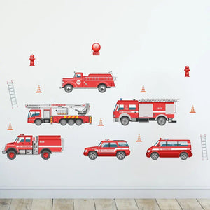 Wandtattoo Feuerwehr Fahrzeuge Kinderzimmer Wandaufkleber Set – Löschfahrzeuge & Rettungswagen - Sunnywall - Individualität trifft Design