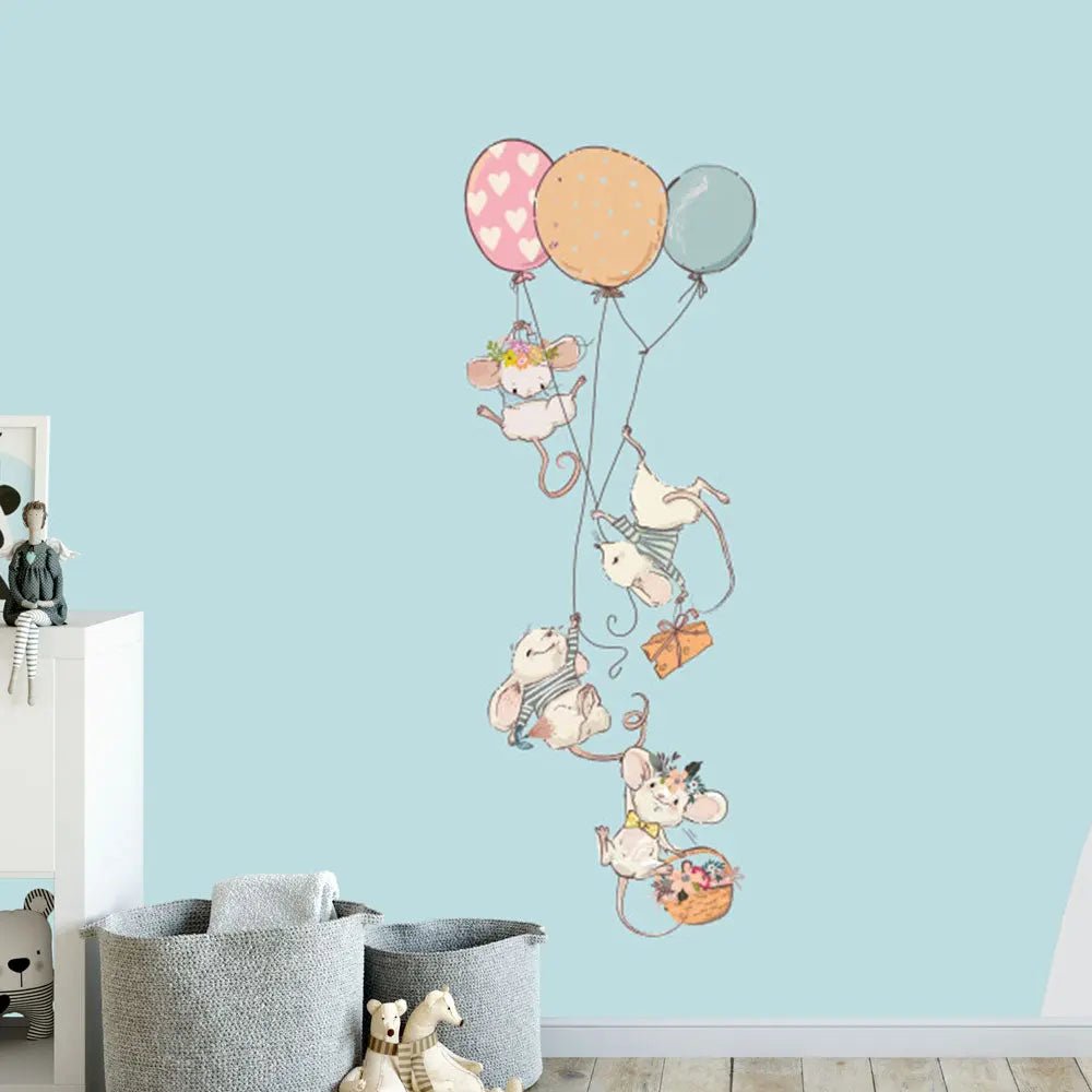 Wandtattoo - fliegende Mäuse mit Luftballons - Sunnywall - Individualität trifft Design
