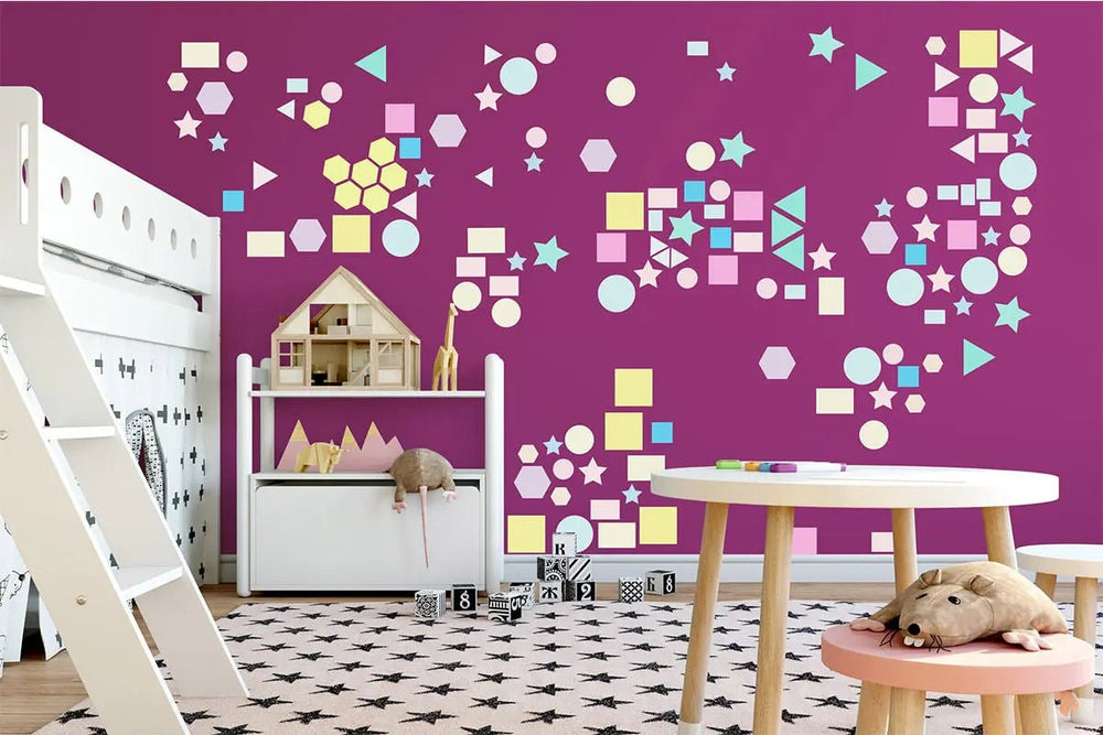 Wandtattoo Formen Kinderzimmer – bunte Kreise, Dreiecke & Linien zum Dekorieren - Sunnywall - Individualität trifft Design
