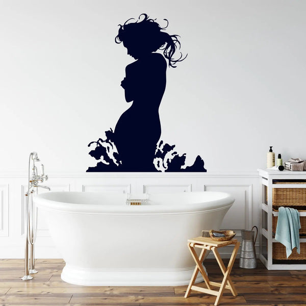Wandtattoo Frau Wasser – Sinnliche Silhouette im Wellenmotiv - Sunnywall - Individualität trifft Design