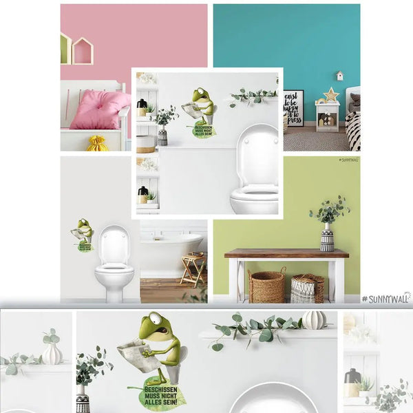 Wandtattoo Frosch WC Spruch Badezimmer Wandaufkleber Sunnywall Sticker Set - Sunnywall - Individualität trifft Design