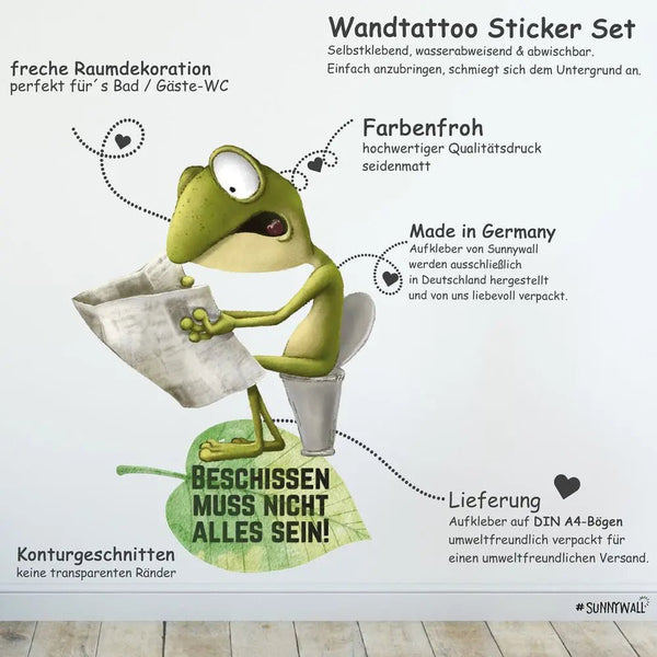 Wandtattoo Frosch WC Spruch Badezimmer Wandaufkleber Sunnywall Sticker Set - Sunnywall - Individualität trifft Design