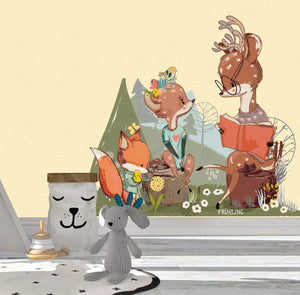 Wandtattoo Fuchs Rehkitz Kinderzimmer – Frühlingshafte Wiesenfreunde in sanften Farben - Sunnywall - Individualität trifft Design