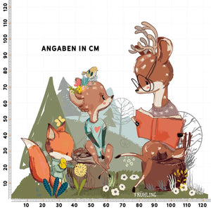 Wandtattoo Fuchs Rehkitz Kinderzimmer – Frühlingshafte Wiesenfreunde in sanften Farben - Sunnywall - Individualität trifft Design