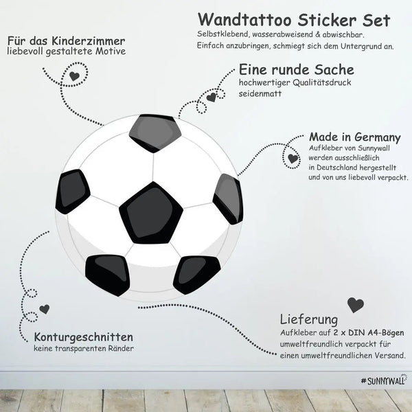 Wandtattoo Fussbälle Kinderzimmer Wandaufkleber Set - Sunnywall - Individualität trifft Design