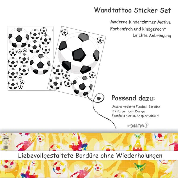Wandtattoo Fussbälle Kinderzimmer Wandaufkleber Set - Sunnywall - Individualität trifft Design