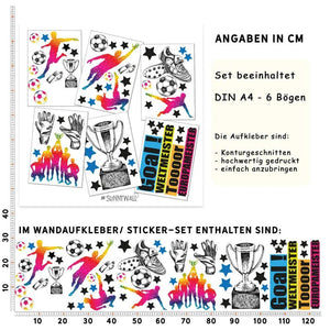 Wandtattoo Fussball Spieler Kinderzimmer Wandaufkleber Set - Sunnywall - Individualität trifft Design