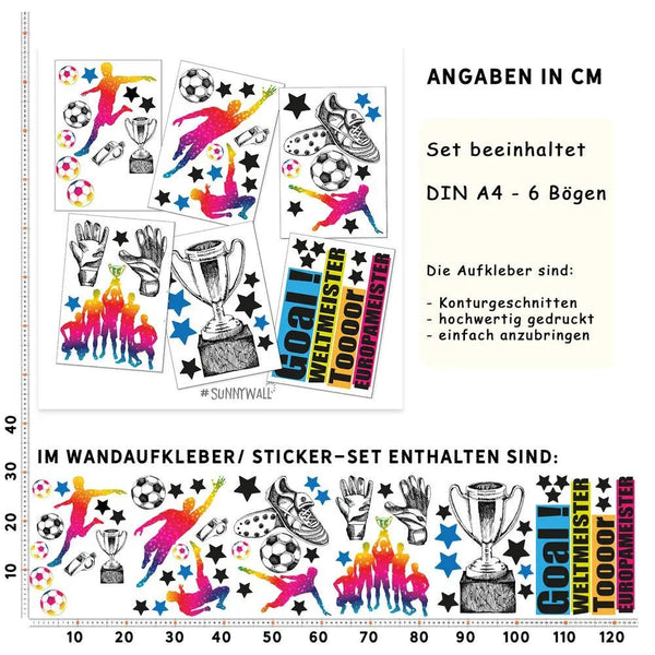 Wandtattoo Fussball Spieler Kinderzimmer Wandaufkleber Set - Sunnywall - Individualität trifft Design