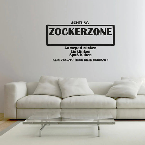 Wandtattoo Gaming Zockerzone Spruch für Jugendzimmer oder Gaming-Setup - Sunnywall - Individualität trifft Design