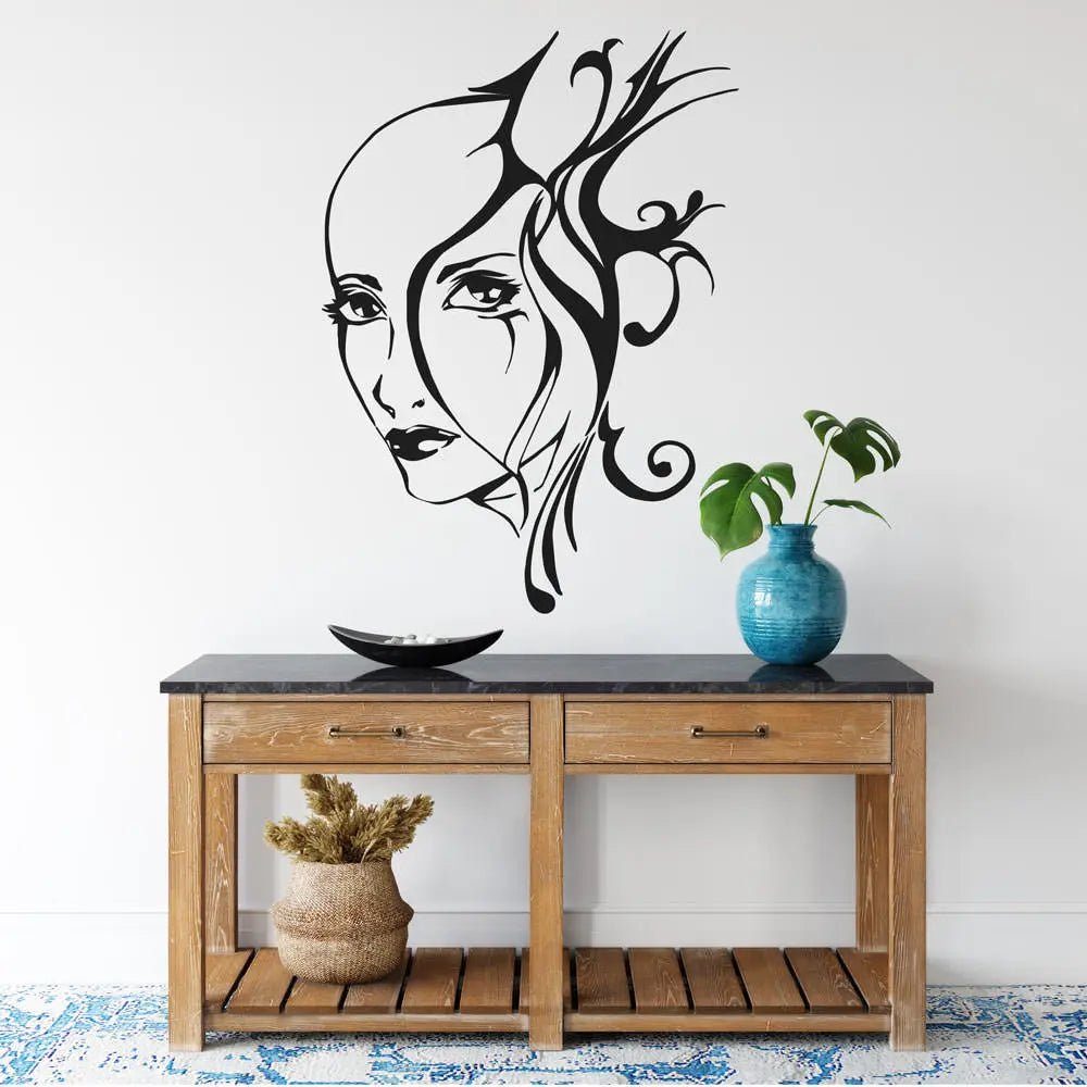 Wandtattoo Gesicht Lineart Frau Modernes Design für Wohnzimmer - Sunnywall - Individualität trifft Design