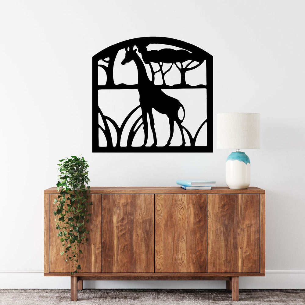 Wandtattoo Giraffe Afrikamotiv mit Fensterrahmen Wanddeko - Sunnywall - Individualität trifft Design