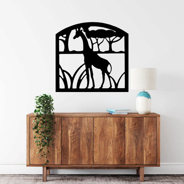 Wandtattoo Giraffe Afrikamotiv mit Fensterrahmen Wanddeko - Sunnywall - Individualität trifft Design
