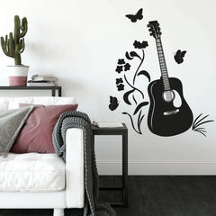 Wandtattoo Gitarre Blumen – Musikalisches Motiv mit floraler Note - Sunnywall - Individualität trifft Design