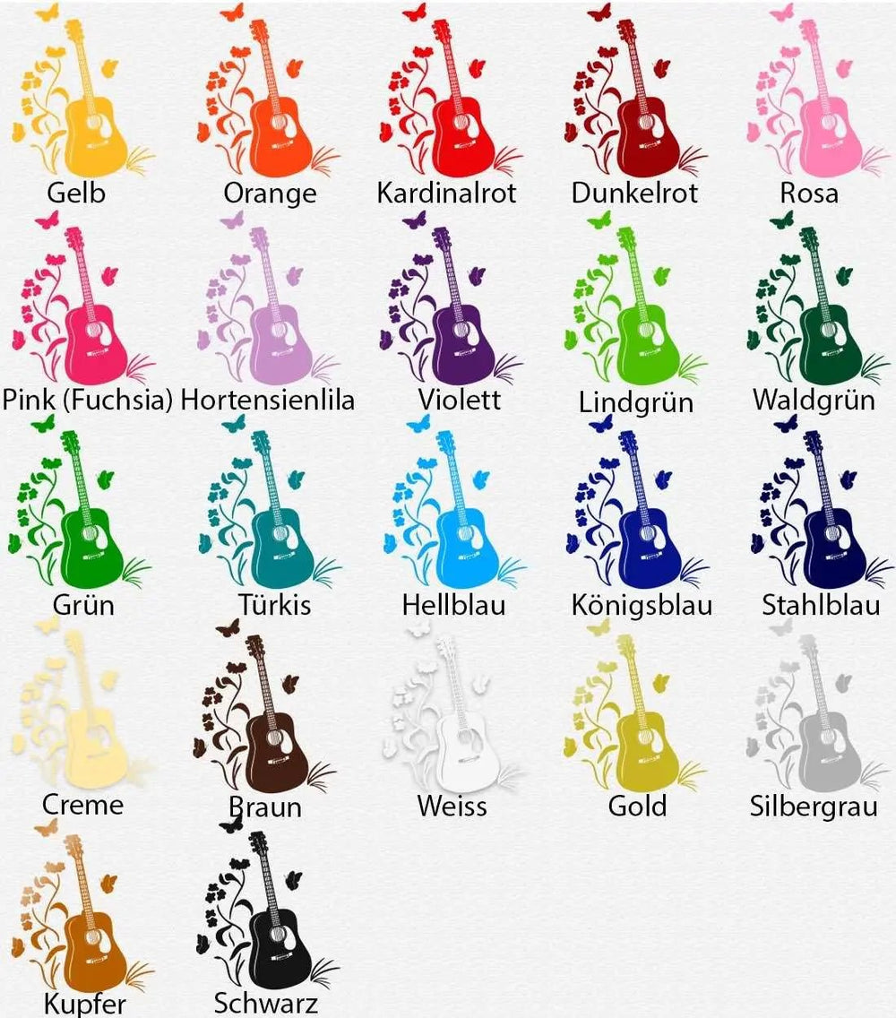 Wandtattoo Gitarre Blumen – Musikalisches Motiv mit floraler Note - Sunnywall - Individualität trifft Design