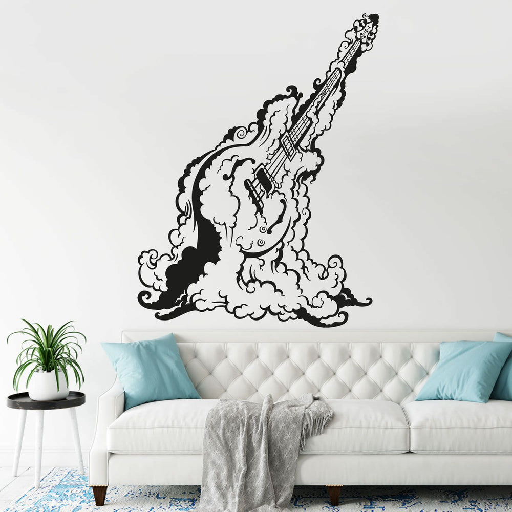 Wandtattoo Gitarre mit Rauch Rockige Wanddeko für Musikfans - Sunnywall - Individualität trifft Design