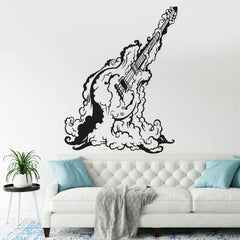 Wandtattoo Gitarre mit Rauch Rockige Wanddeko für Musikfans - Sunnywall - Individualität trifft Design